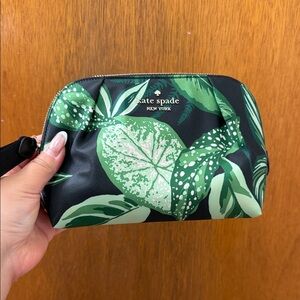 Kate Spade Black and Green Leaf Pouch